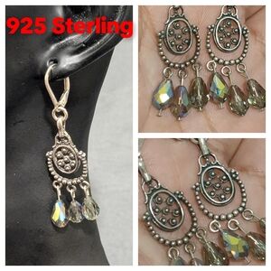 925 Sterling Aurora Borealis Chandelier Earrings